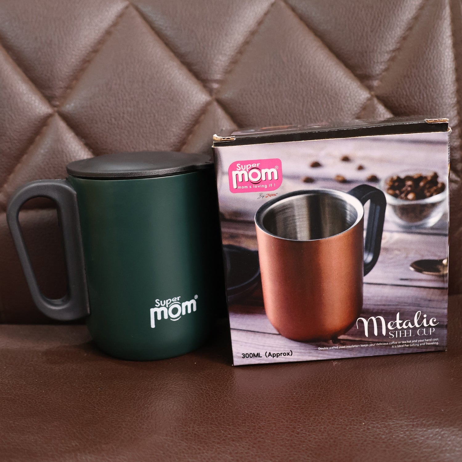 Supermom Metallic Stainless Steel Insulated Mug with Lid Approx 300Ml (1 Pc) Supermom Metallic Stainless Steel Insulated Mug with Lid Approx 300Ml (1 Pc)